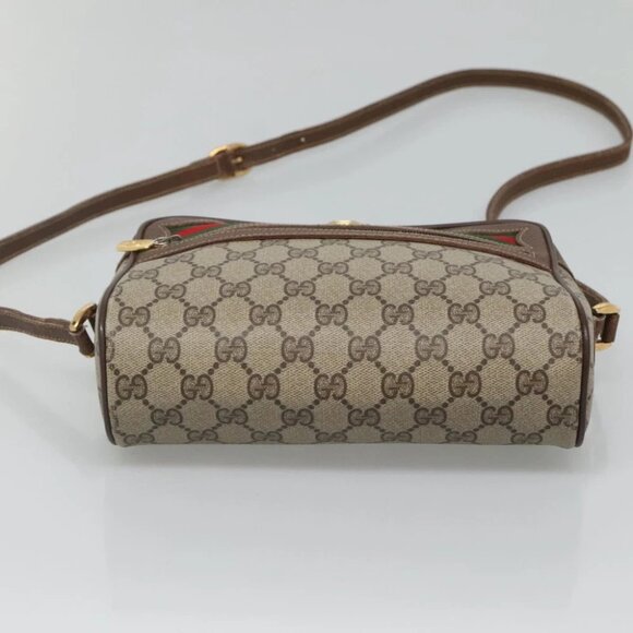 GUCCI GG Supreme Web Sherry Line Bag PVC Beige Gold 56 02 087 Auth ar13365 - Picture 10 of 16